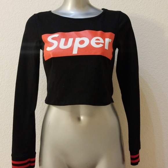 "Super" long sleeve crop top - Picture 3 of 4